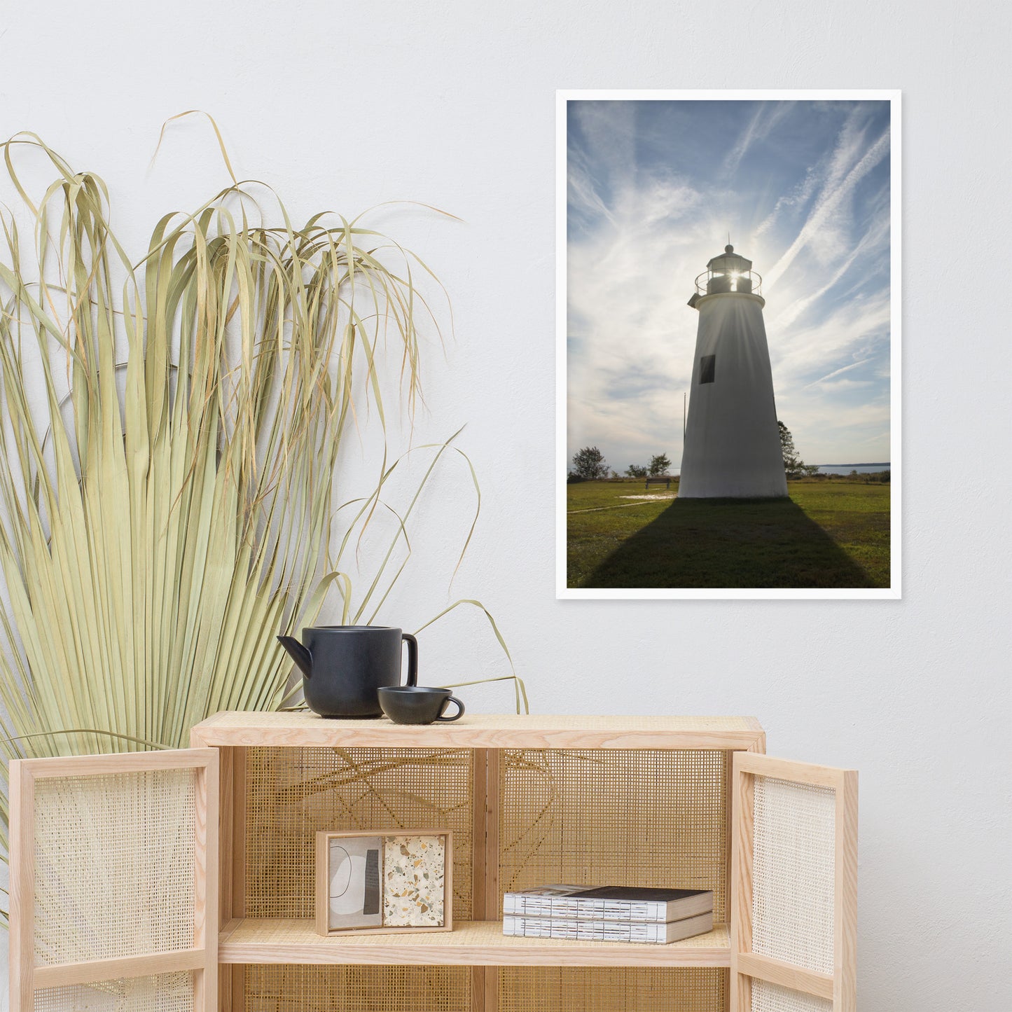 Turkey Point Lighthouse with Sun Flare Framed Photo Paper Wall Art Prints
