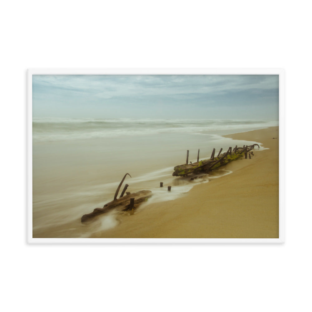 Misty Shipwreck Coastal Landscape Framed Photo Paper Wall Art Prints