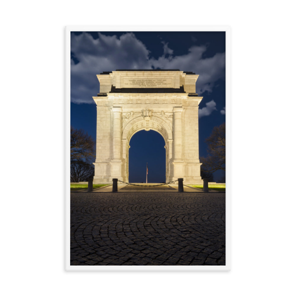 Night Photo At Valley Forge Arch Urban Landscape Photo Framed Wall Art Print