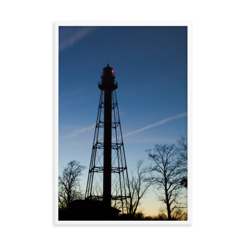 Reedy Point Rear Lighthouse Silhouette Urban Landscape Photo Framed Wall Art Print