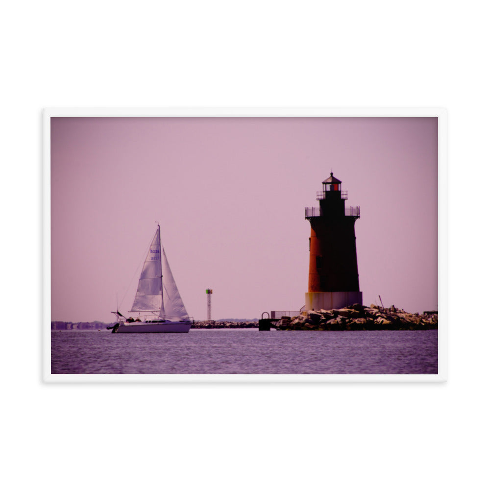 Sailing in the Bay Beach Coastal Landscape Framed Photo Paper Wall Art Prints