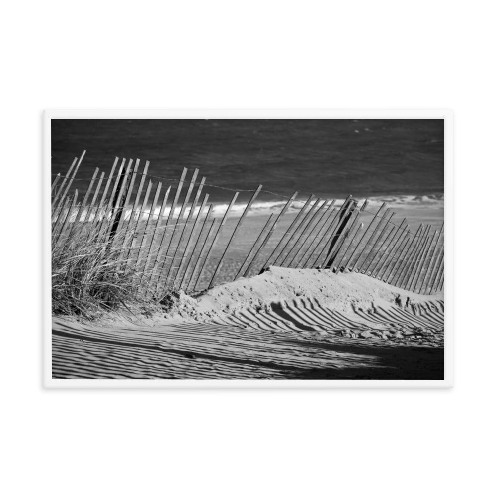 Sandy Beach Fence at the Shore Landscape Framed Photo Paper Wall Art Prints