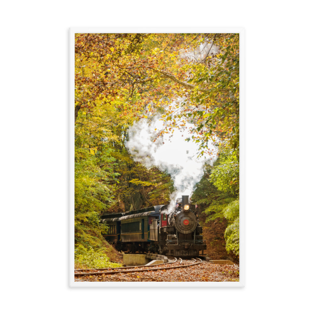 Steam Train with Autumn Foliage Rural Landscape Framed Photo Paper Wall Art Prints