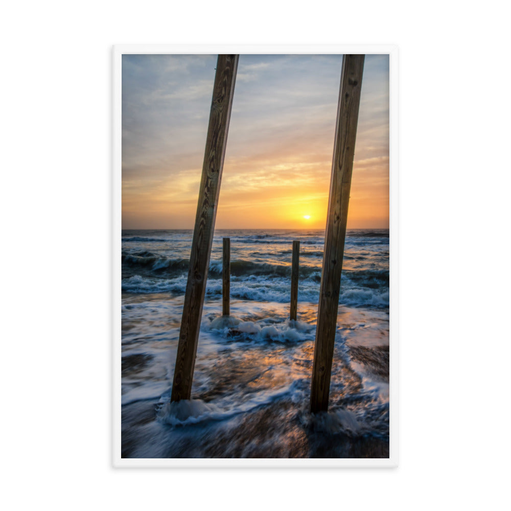 Sunrise Between the Pillars Coastal Landscape Framed Photo Paper Wall Art Prints