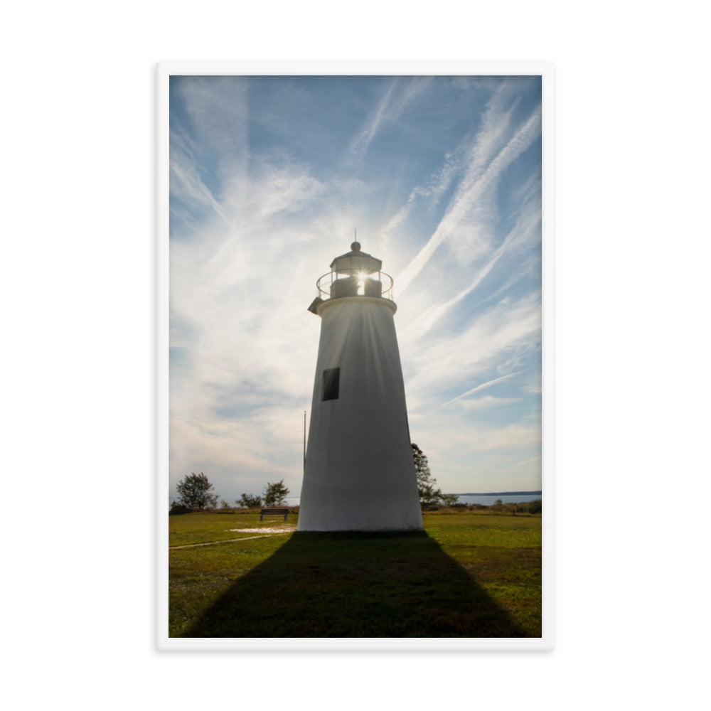 Turkey Point Lighthouse with Sun Flare Framed Photo Paper Wall Art Prints