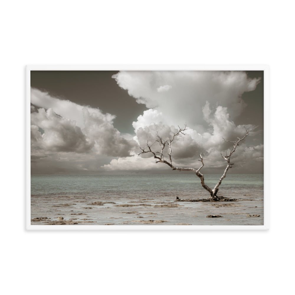 Wanderlust Aged and Colorized Coastal Landscape Photo Framed Wall Art Print
