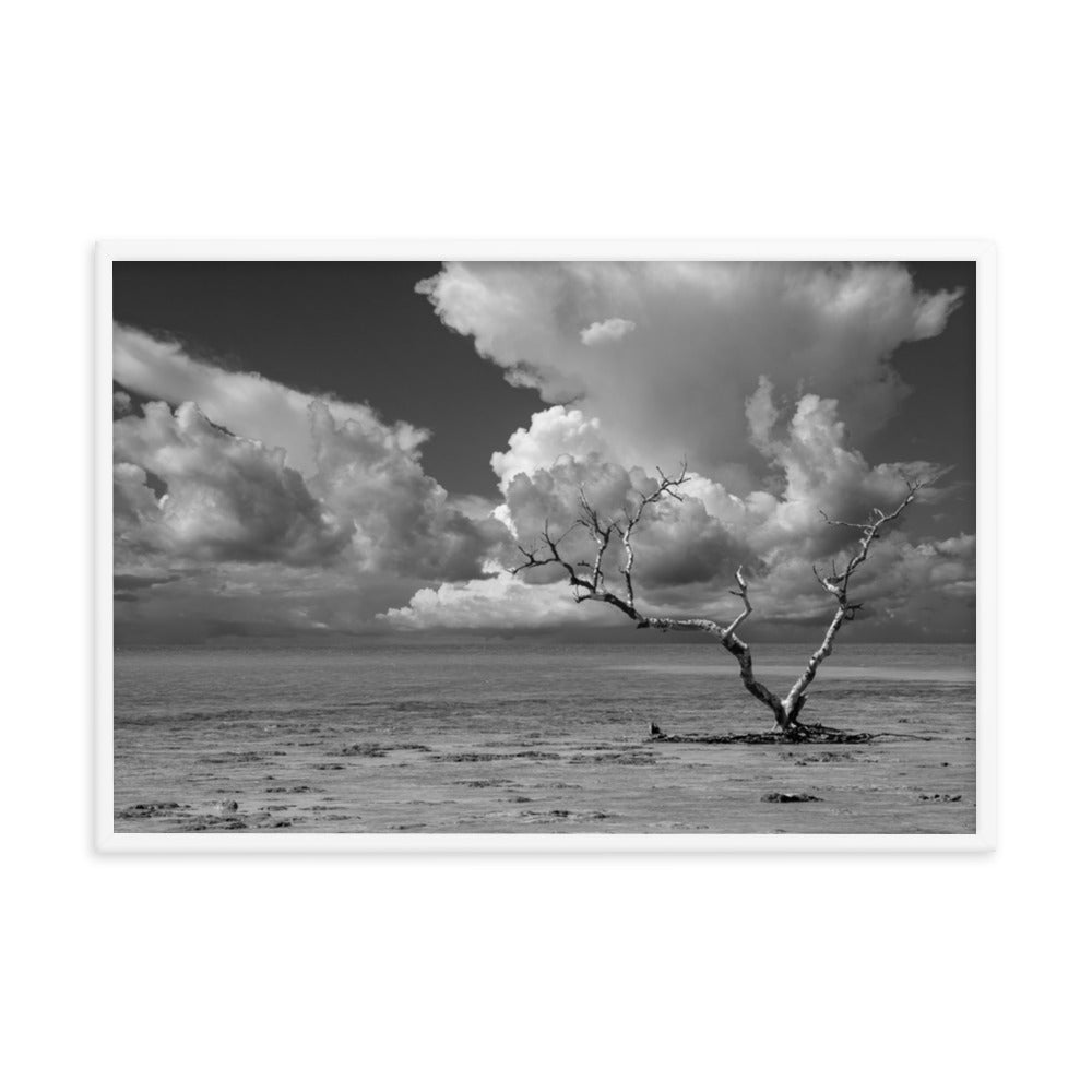 Wanderlust High Contrast Black and White Coastal Landscape Photo Framed Wall Art Print