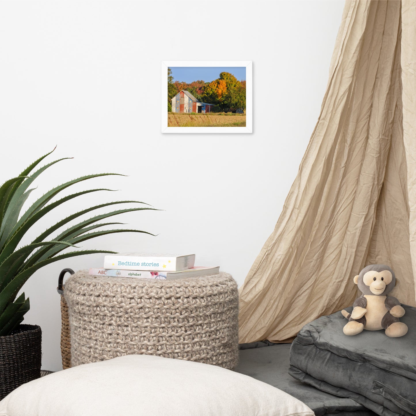 Patriotic Barn in Field Rural Landscape Framed Photo Paper Wall Art Prints