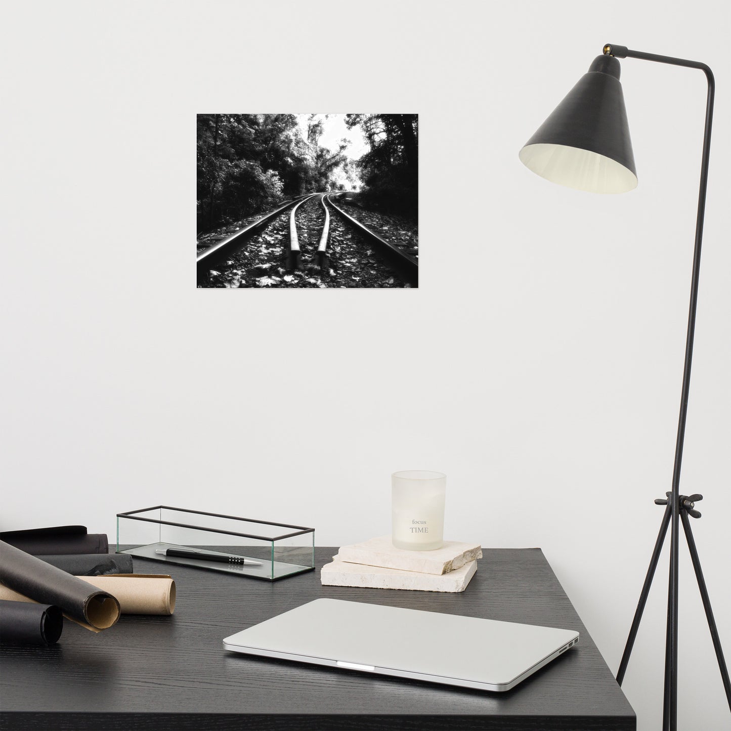 Lead Me Into The Light Black and White Rustic Industrial Farmhouse Style Landscape Photo Loose Wall Art Prints