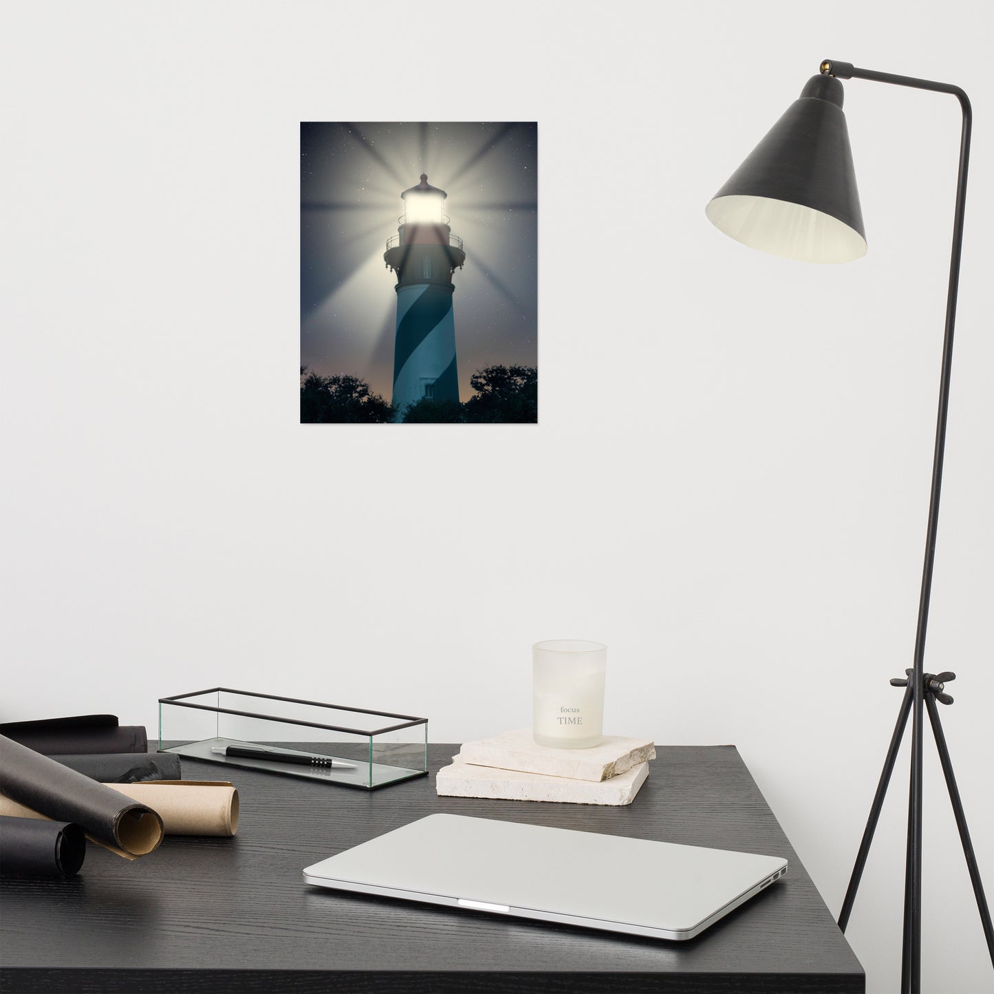 St. Augustine Lighthouse Night Light Architectural Photo Loose Wall Art Print