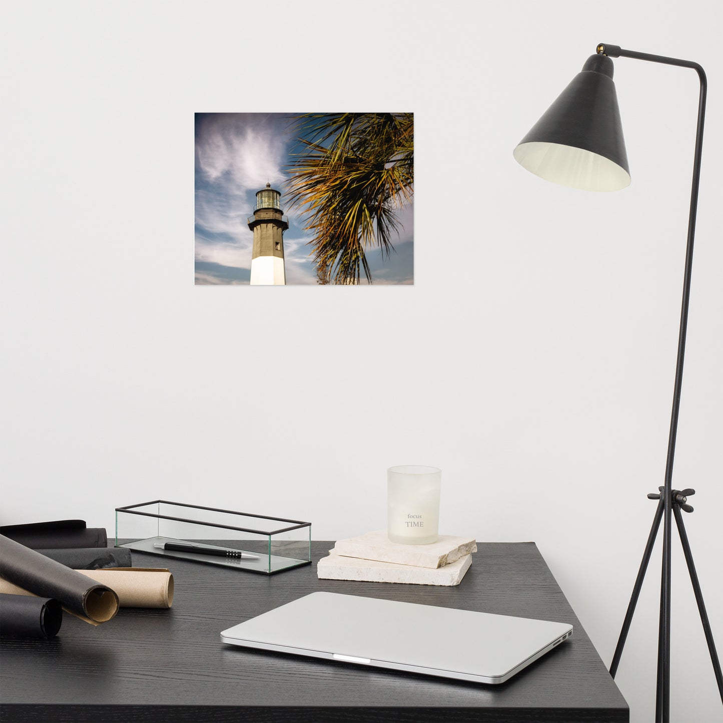 Tybee Island Lighthouse 2 Coastal Architectural Tropical Botanical Nature Photo Loose Wall Art Print