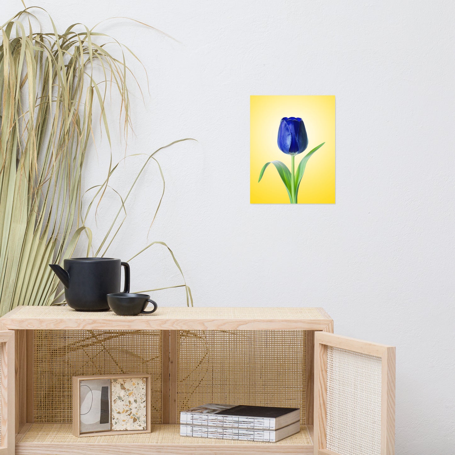 Blue Tulip Minimal Floral Nature Photo Loose Wall Art Print