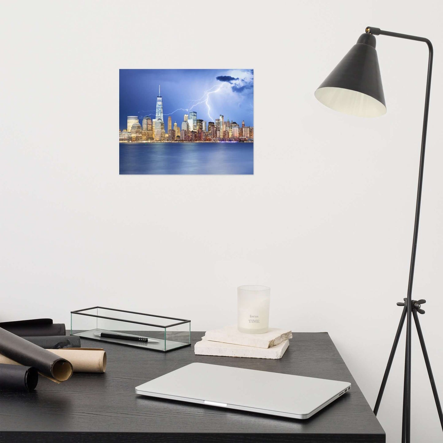 Storm and Manhattan Skyline at Night, New York City by Tomas Sereds