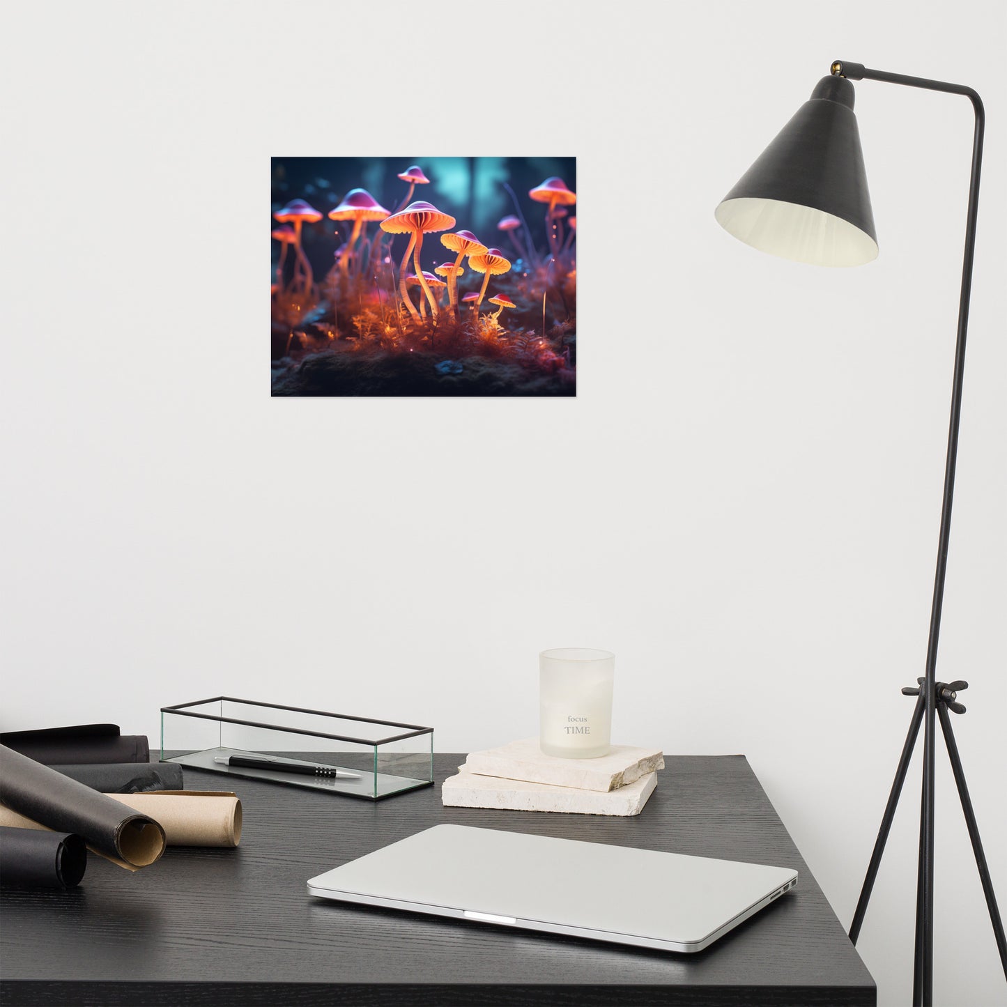 Cool Abstract Art: "Neon Nature Mushrooms" - Minimal / Modern / Botanical Unframed Print