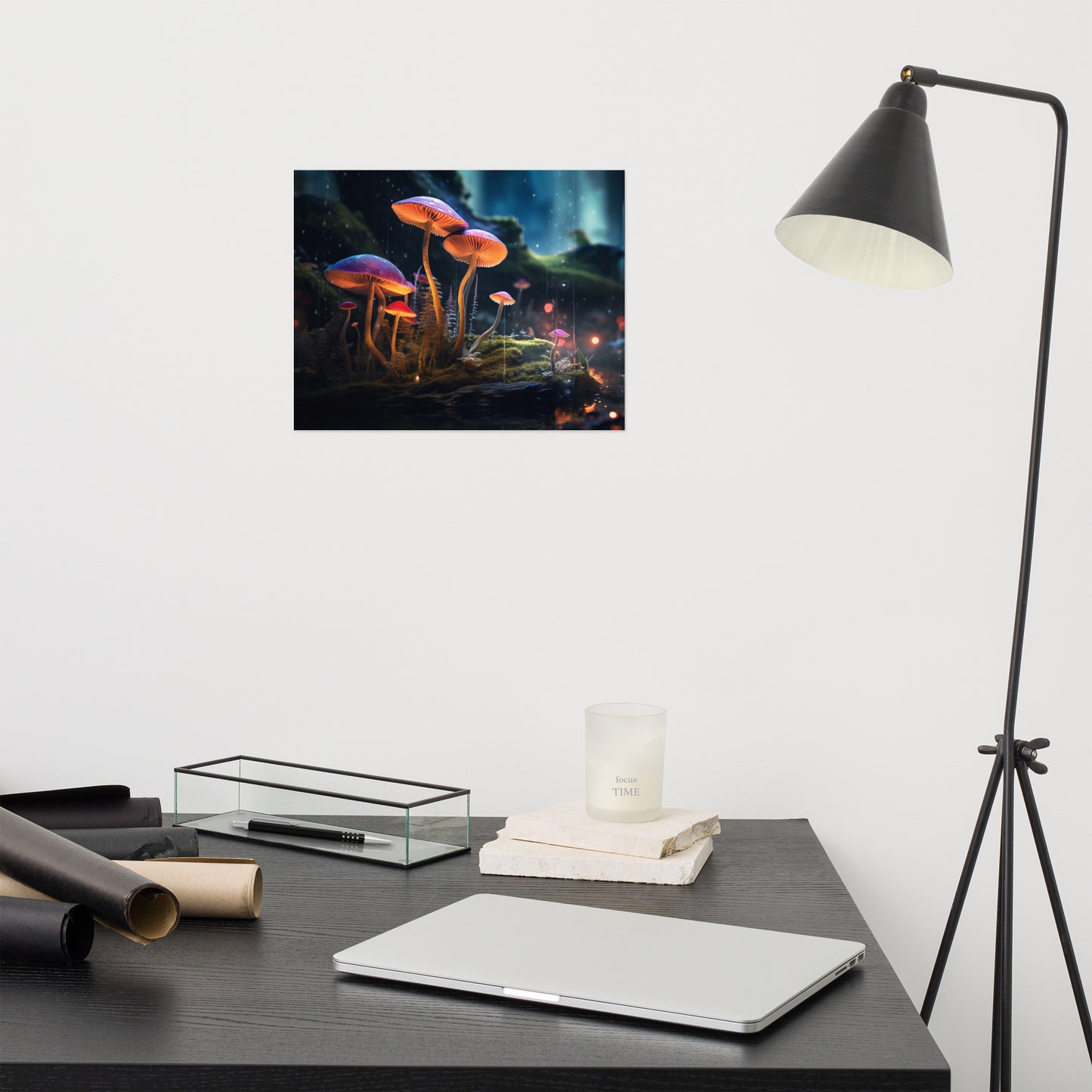 Abstract Decor: "Glowing Guardians" - Mushrooms - Minimal / Modern / Botanical Unframed Art Print