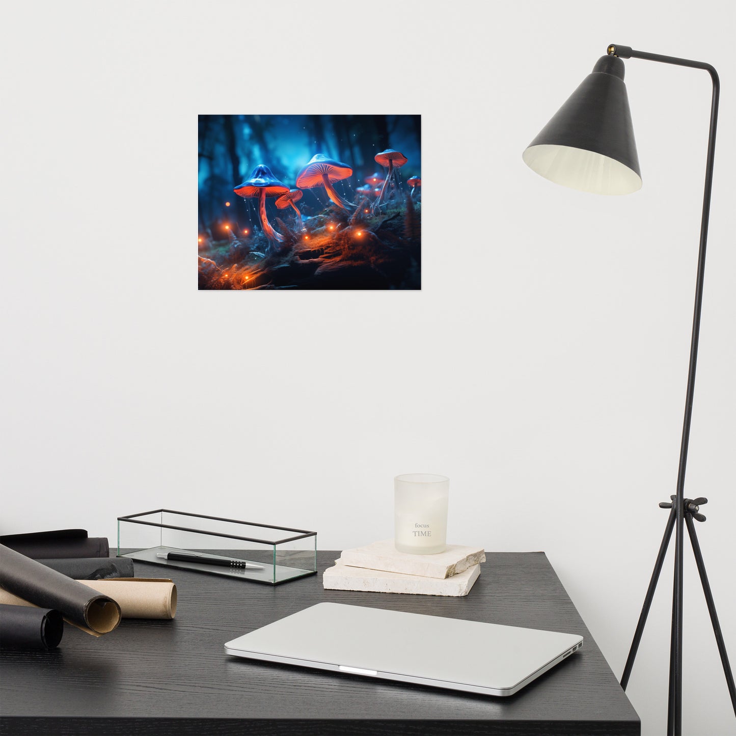 Modern Botanical Wall Art: "Glowshrooms Luminous Life" Mushrooms - Abstract / Minimal Loose Print