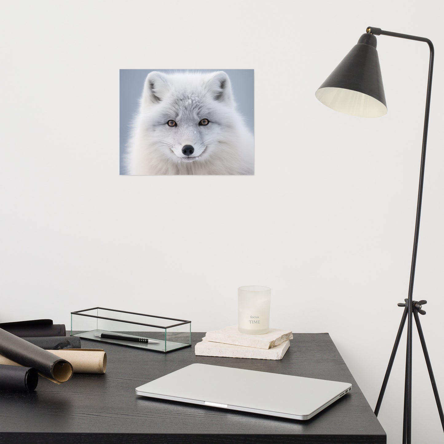 Arctic Fox in Winter Coat Photorealism - Digital Artwork Loose Print