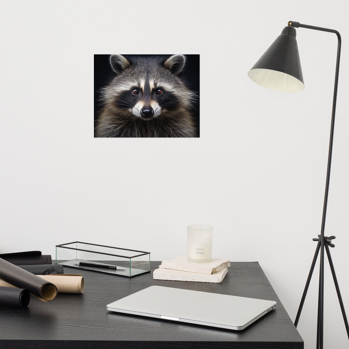 Bandit Eyes Raccoon Portrait Photorealism Painting- Digital Artwork Loose Print