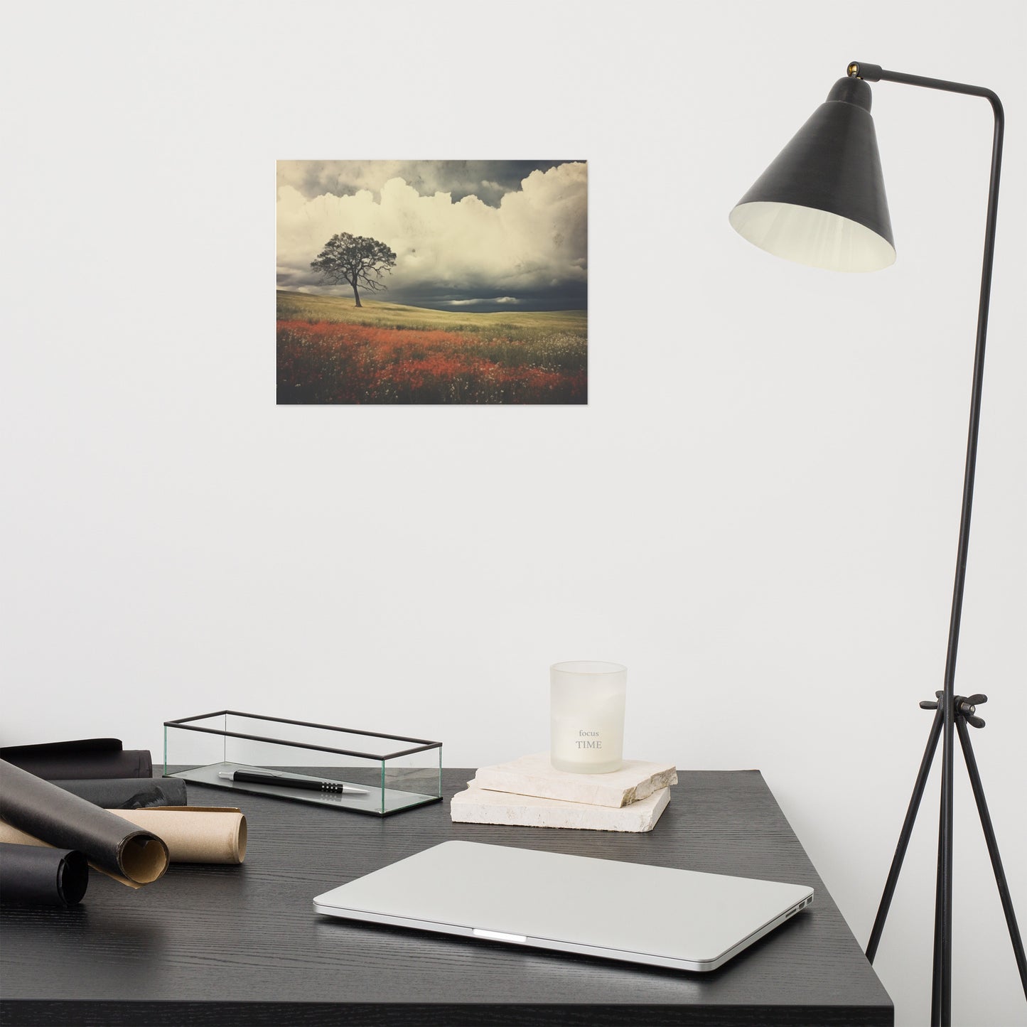 Beneath a Weathered Sky Subdued Retro Rustic Photorealism Painting - Digital Artwork Loose Art Print