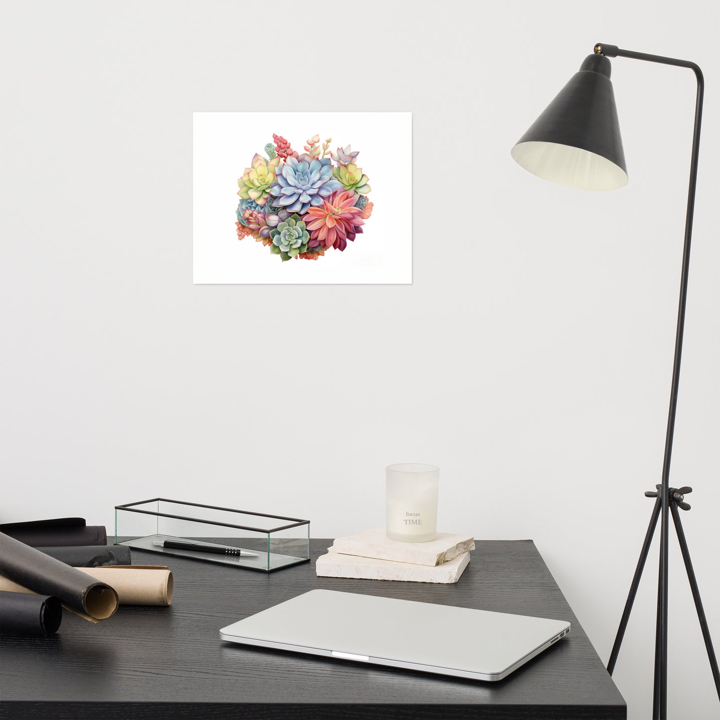 Blooming Succulents Watercolor Painting - Digital Artwork Loose Art Print