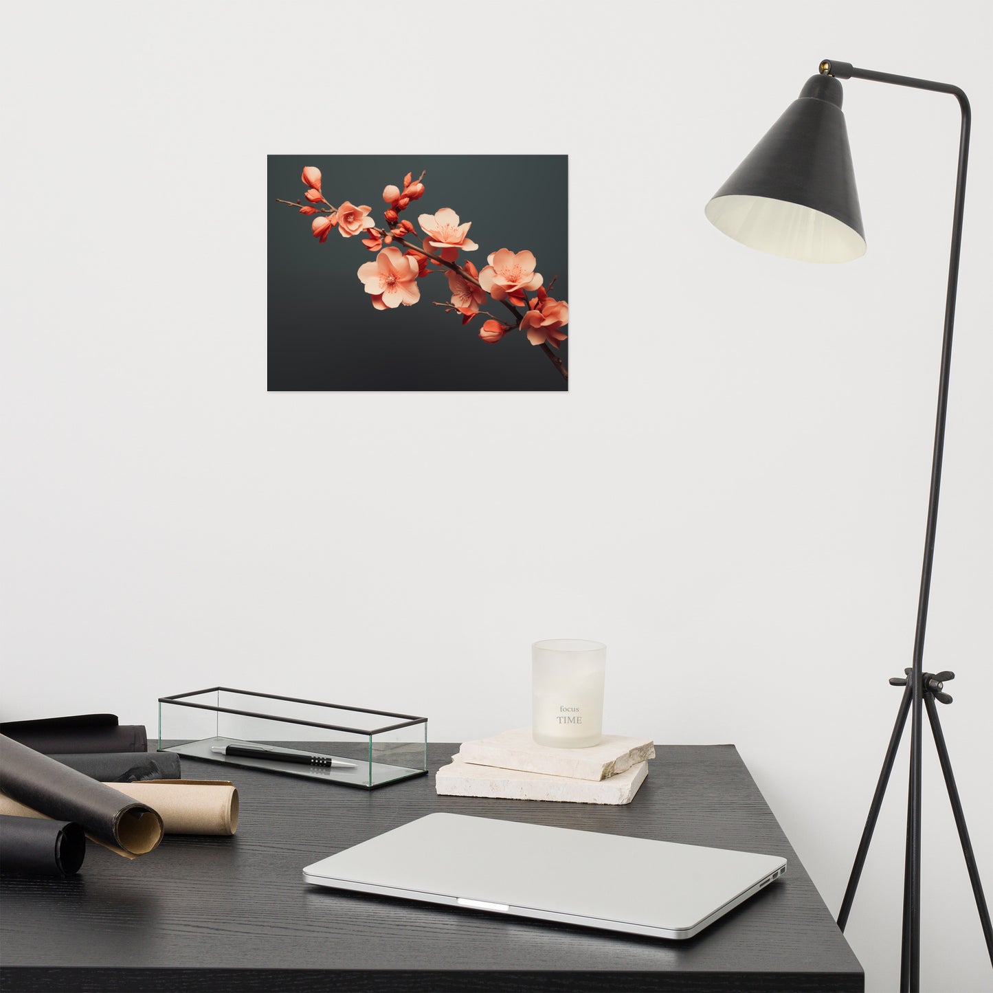 Blossom's Blush Coral Flowers Photorealism Painting - Digital Artwork Loose Art Print