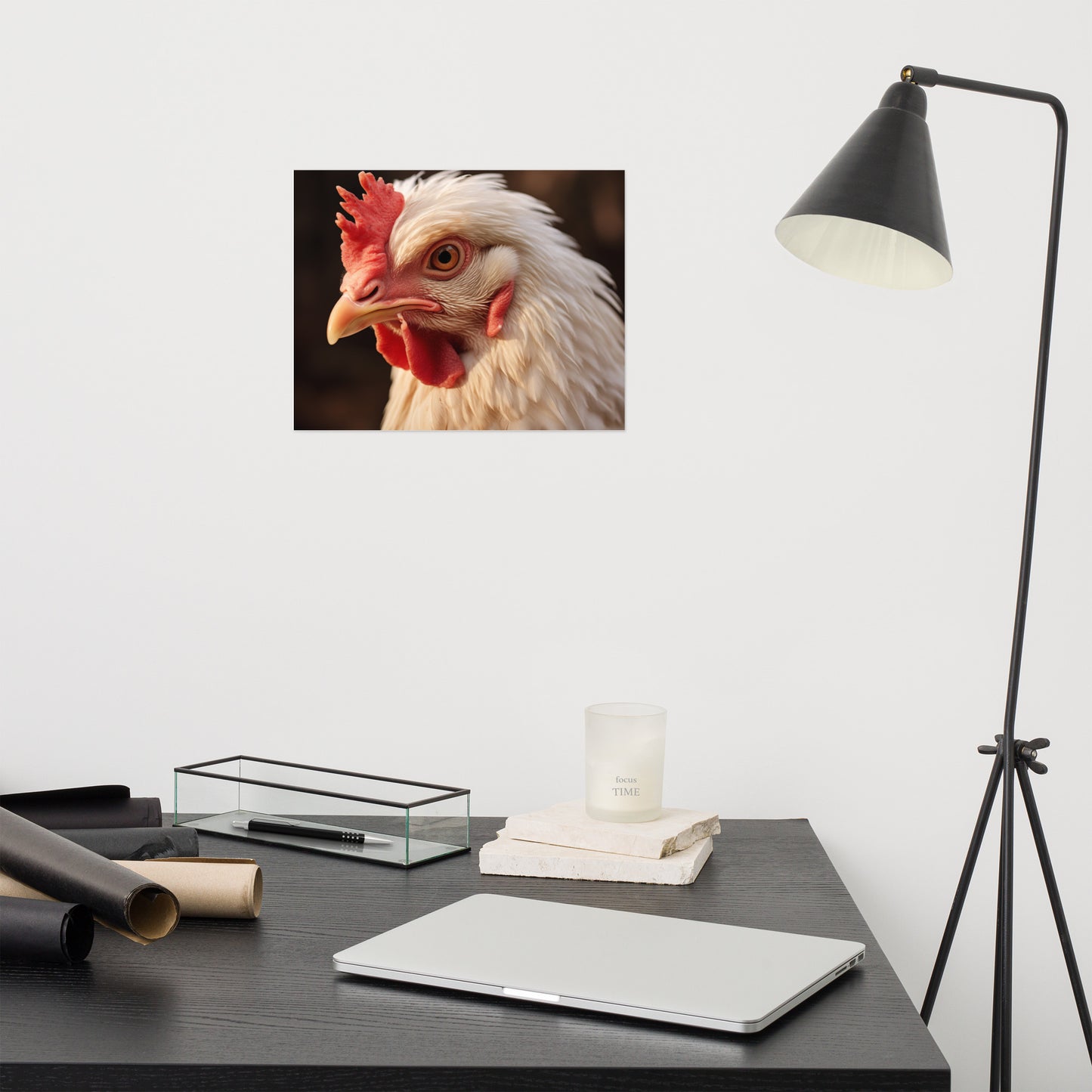 Brooding Beauty Chicken Photorealism Painting - Digital Artwork Loose Art Print