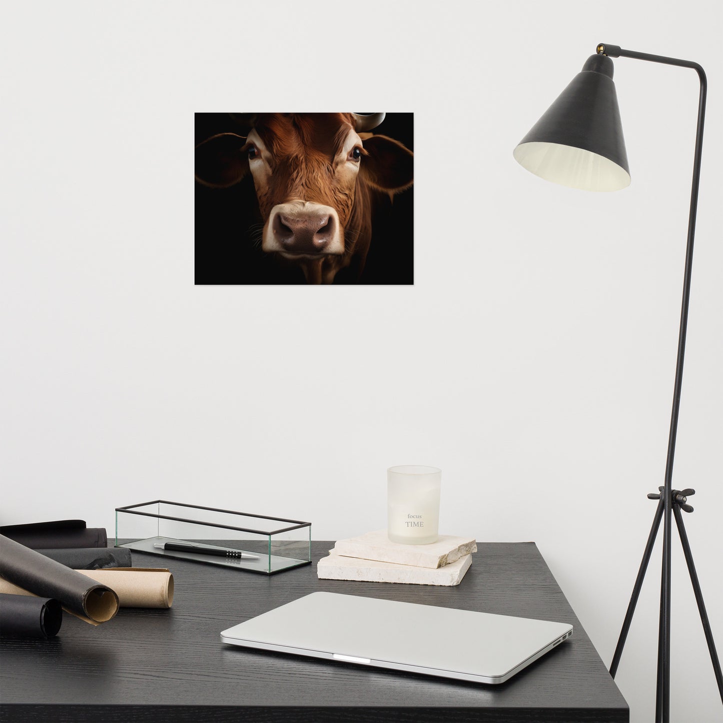 Bovine Beauty Cow Photorealism Painting - Digital Artwork Loose Art Print