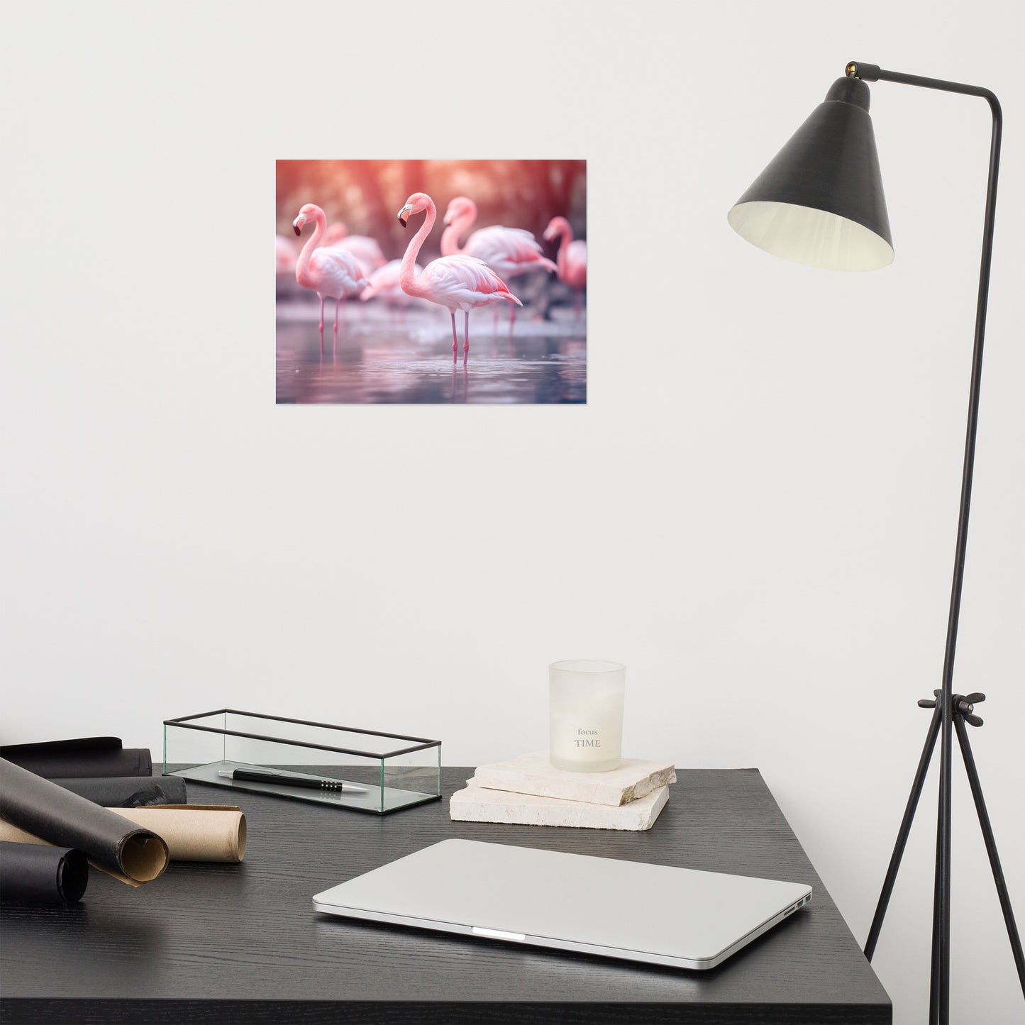 Harmony in Pink Wildlife Photorealistic Coastal Digital Artwork Loose Art Print