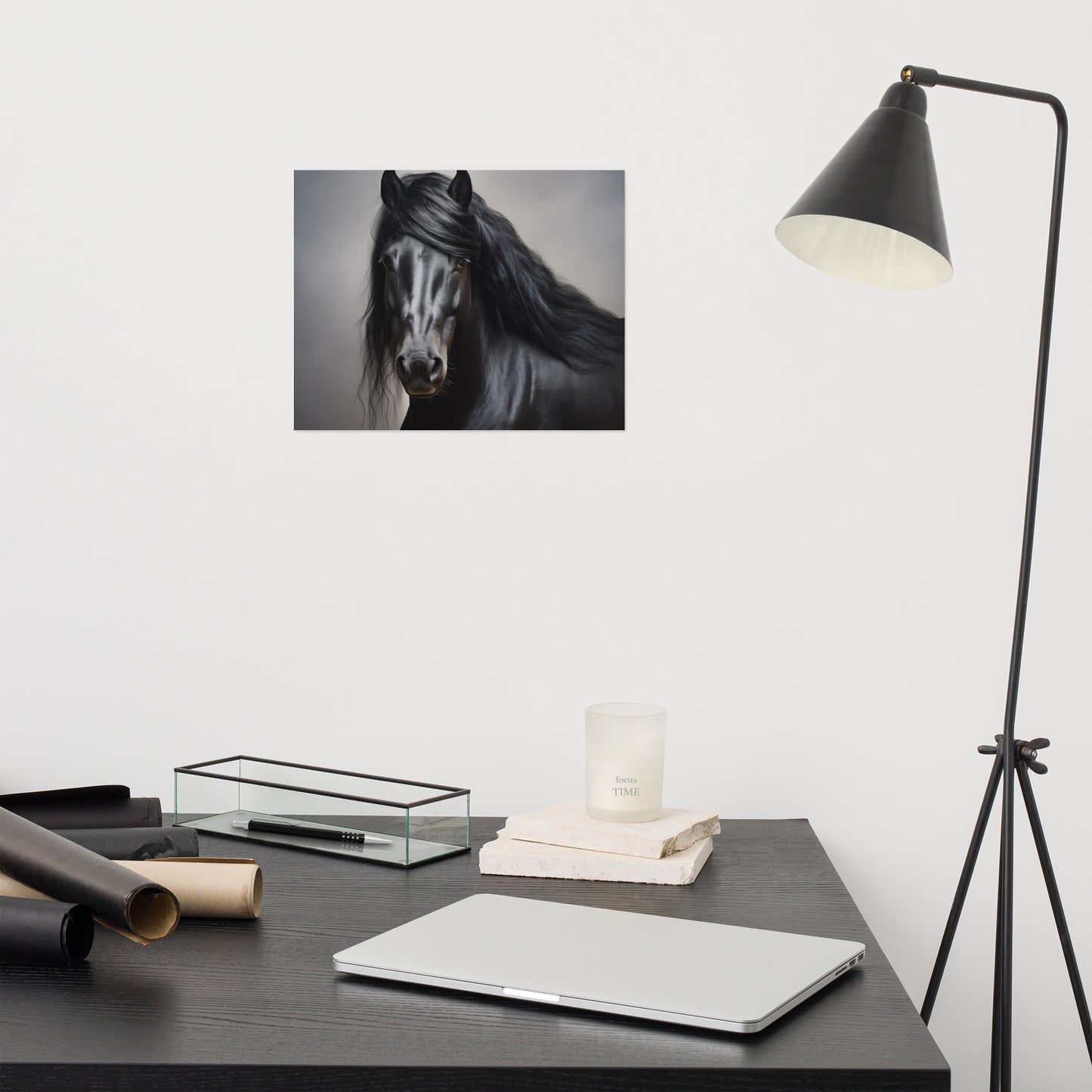 Black Beauty's Gaze Photorealistic Painting - Digital Artwork Loose Art Print
