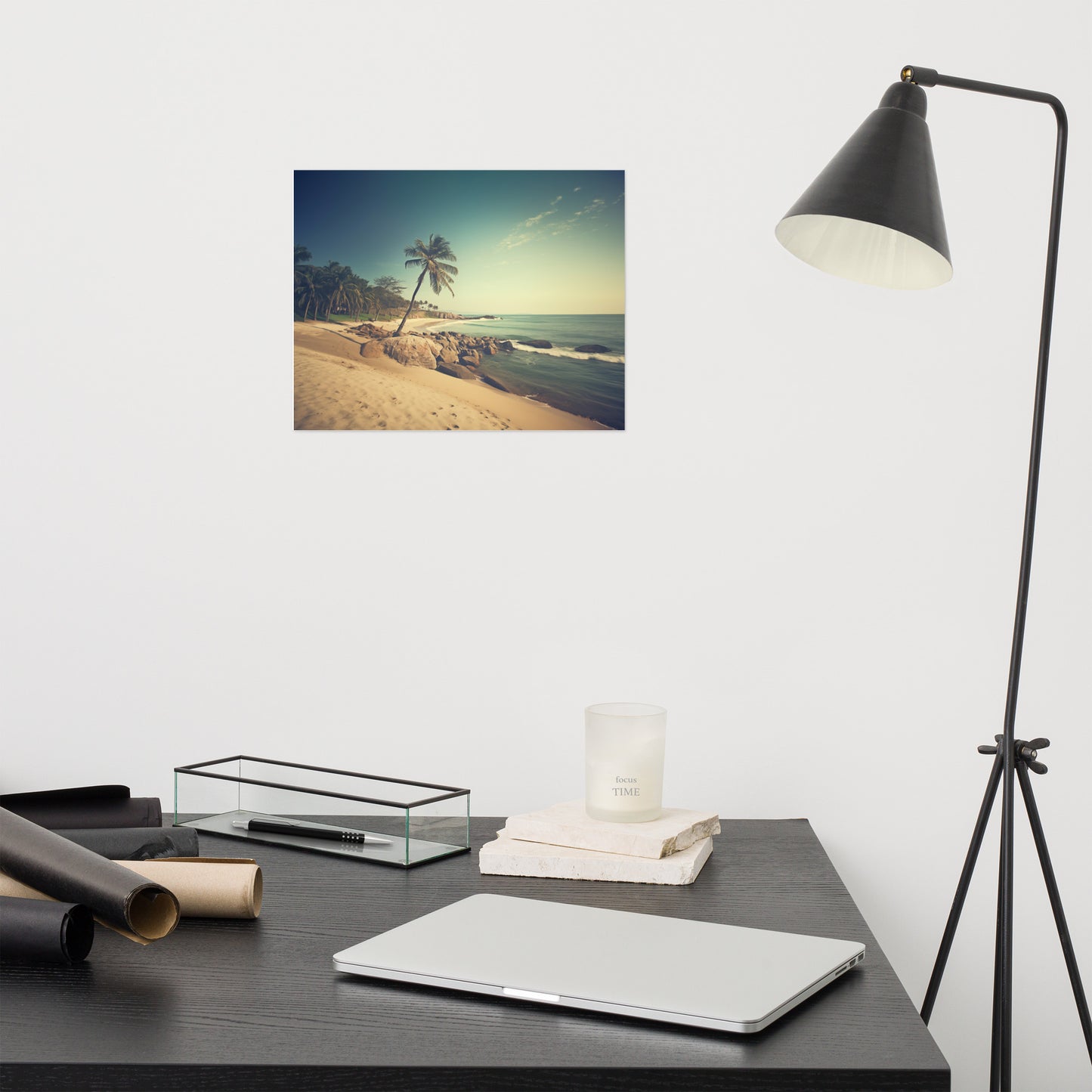 Seaside Serenity Subdued Retro Coastal Photorealism - Digital Artwork Loose Art Print