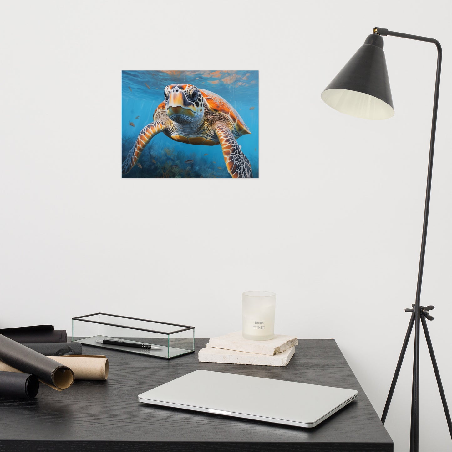 Serene Sentinel Sea Turtle Coastal Photorealism - Digital Artwork Loose Art Print