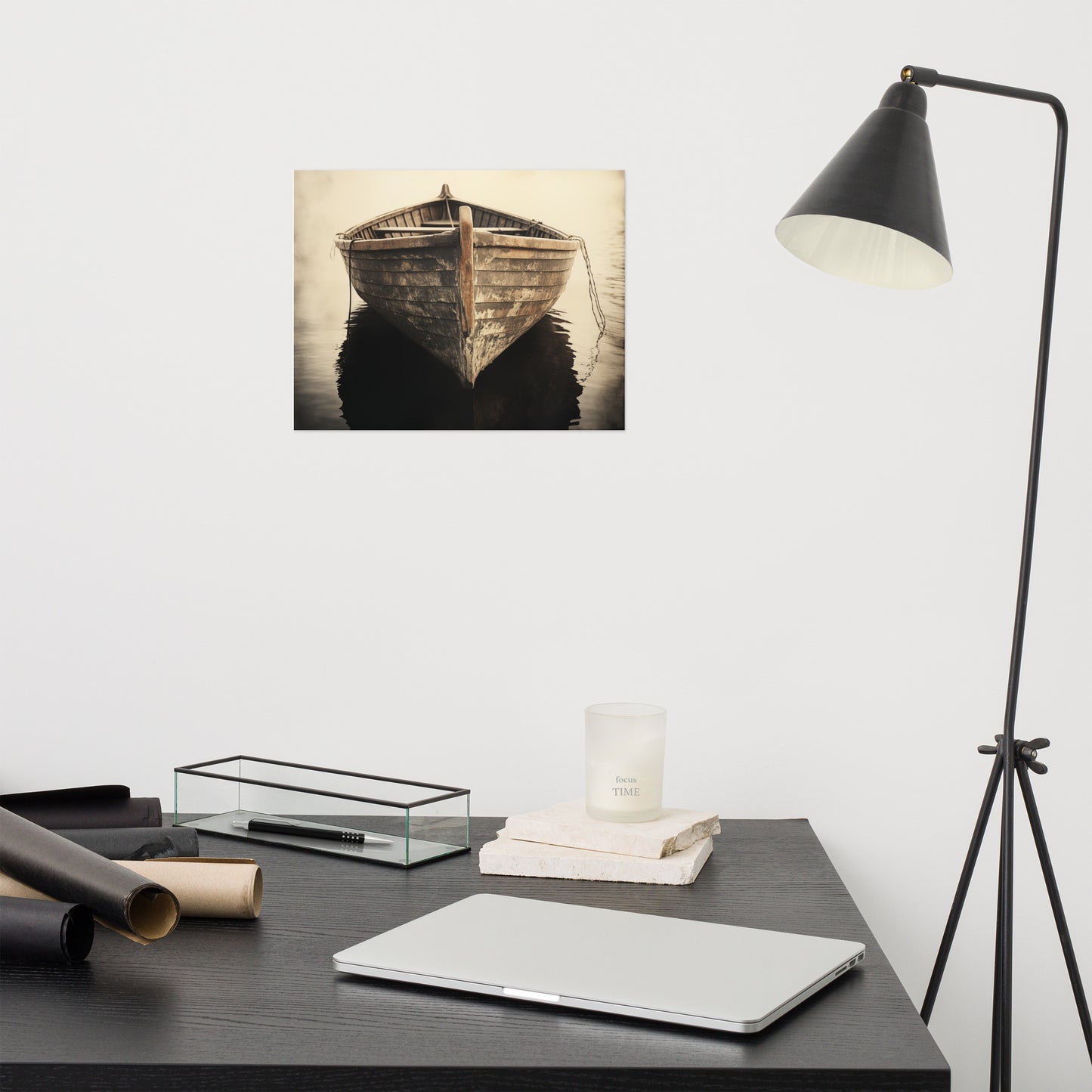 Solitary Sojourn Subdued Retro Coastal Photorealism - Digital Artwork Loose Art Print