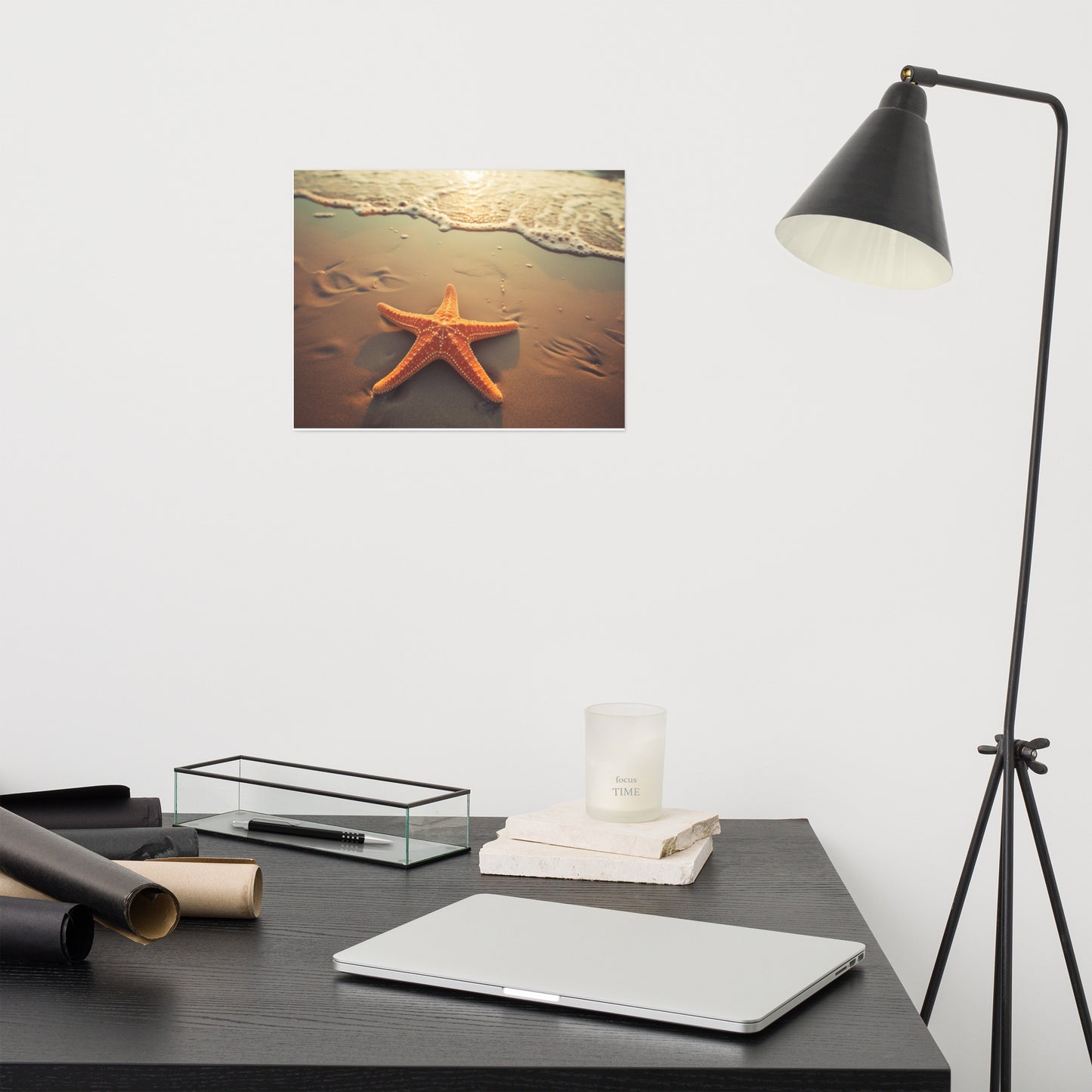 Star of the Shore Starfish on Beach Photorealism - Digital Artwork Loose Art Print