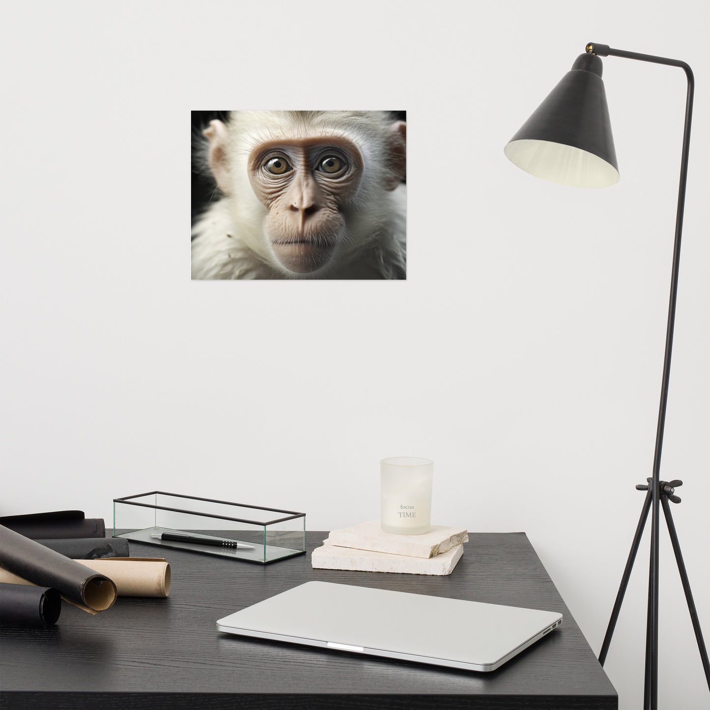 The Curious Gaze of a Monkey - Monkey Close-up Photorealism - Digital Artwork Loose Art Print