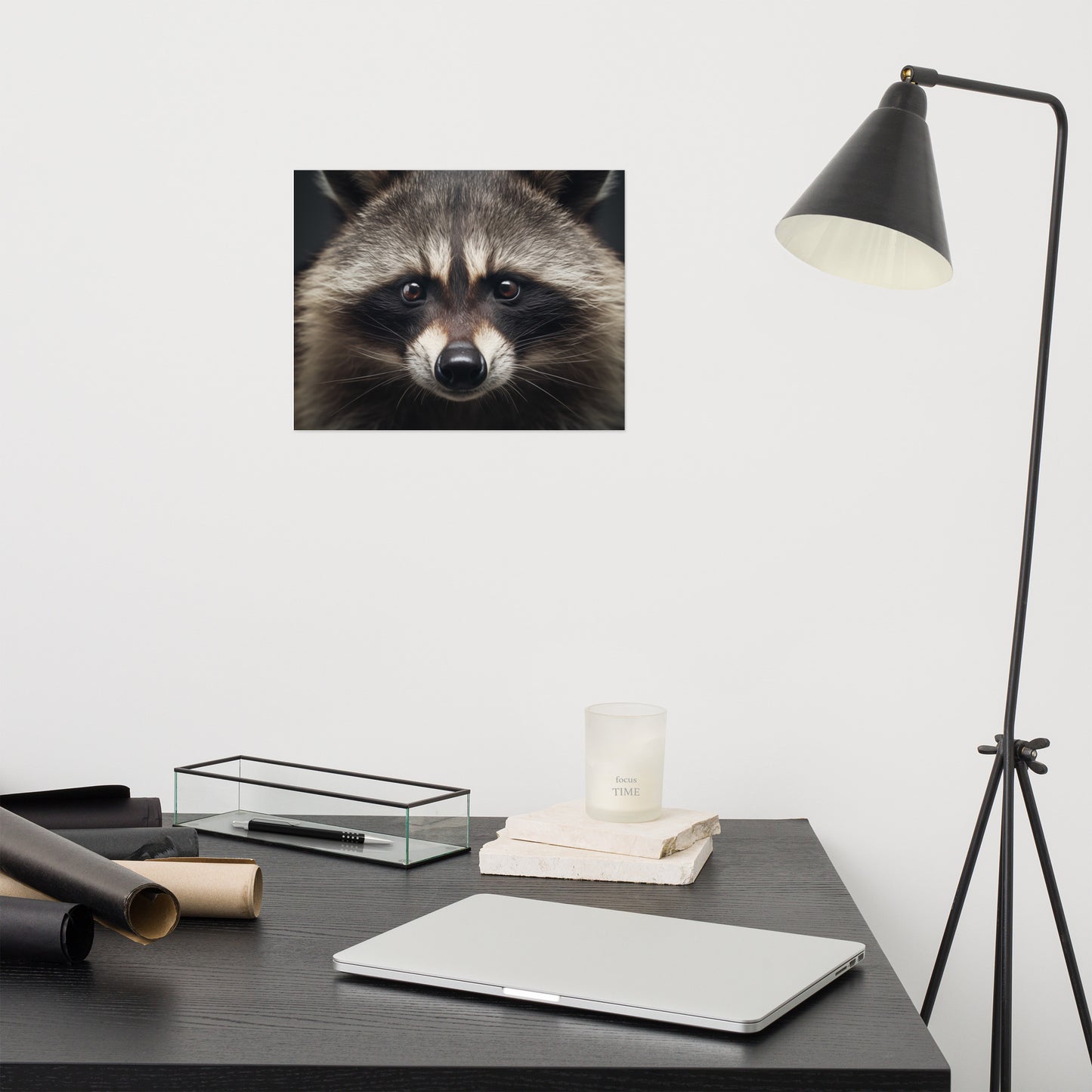 The Curious Raccoon Portrait Photorealism - Digital Artwork Loose Art Print