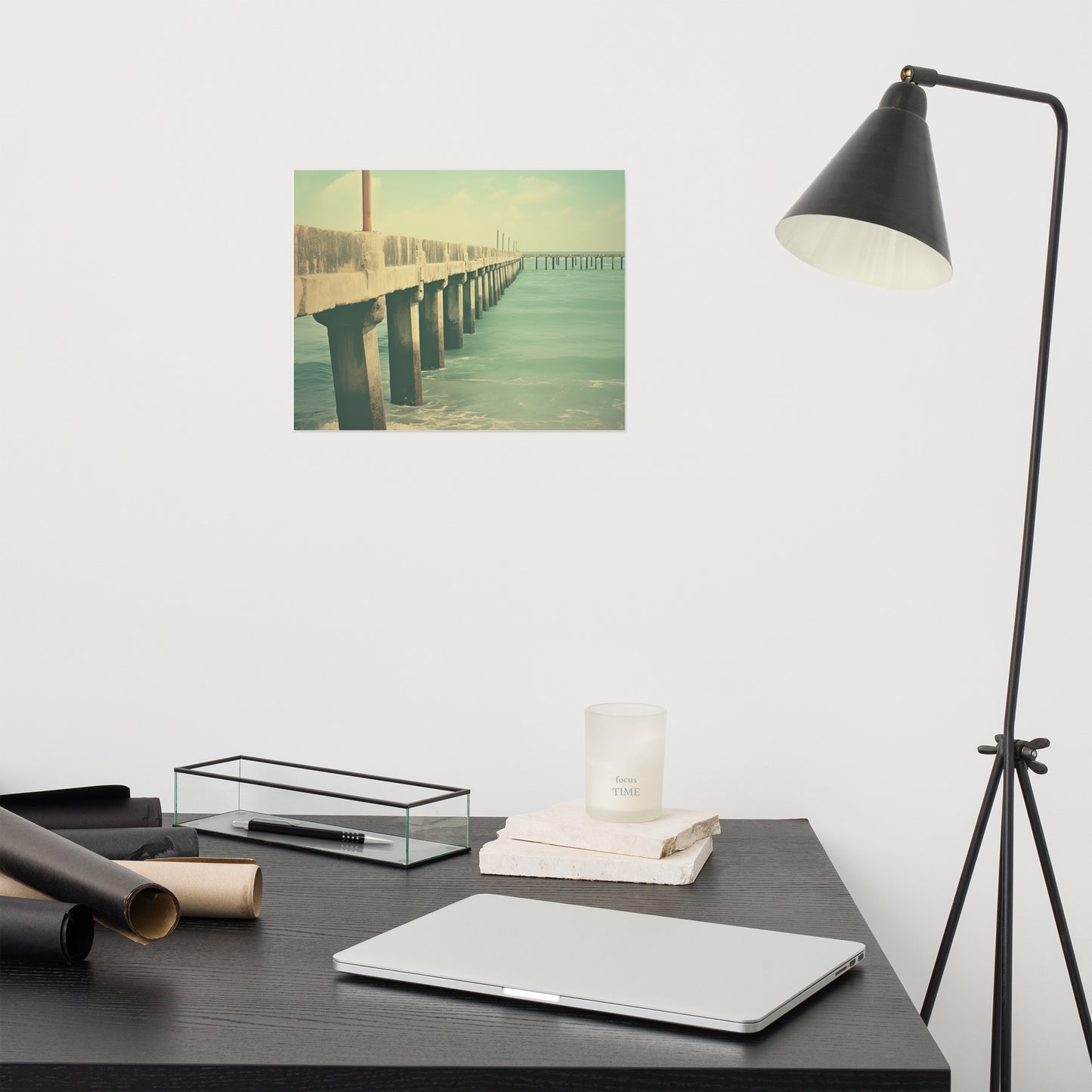 Vintage Paradise Subdued Retro Coastal Photorealistic Digital Artwork Loose Art Print