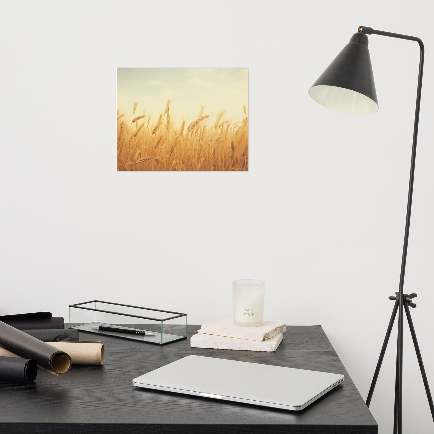 Whispering Wheat Minimal Botanical Rustic Subdued Wheat Crops Photorealism - Digital Artwork Loose Art Print