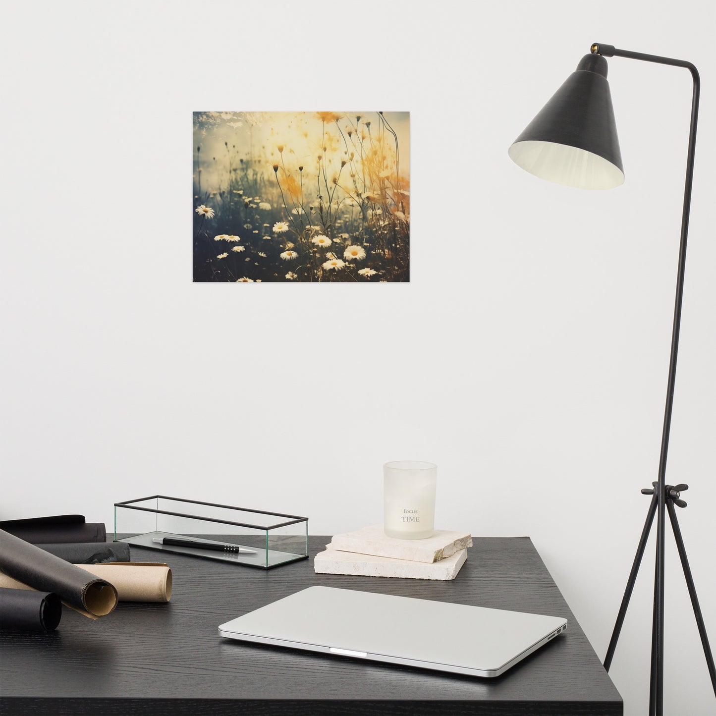 Whispers of White Vintage Subdued Retro Photorealism - Digital Artwork Loose Art Print