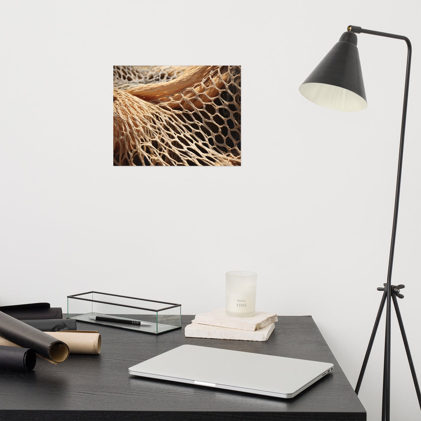 Woven Dreams Fishing Net Abstract Photorealism - Digital Artwork Loose Art Print