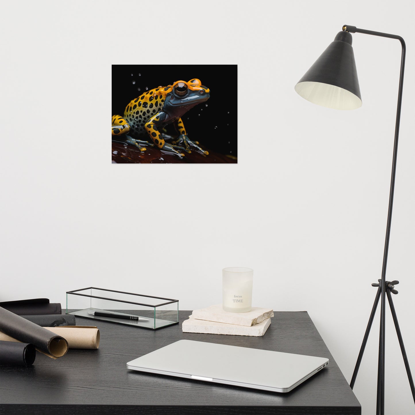 Vibrant Visitor Poison Dart Frog Close-up Photorealism - Digital Artwork Loose Art Print