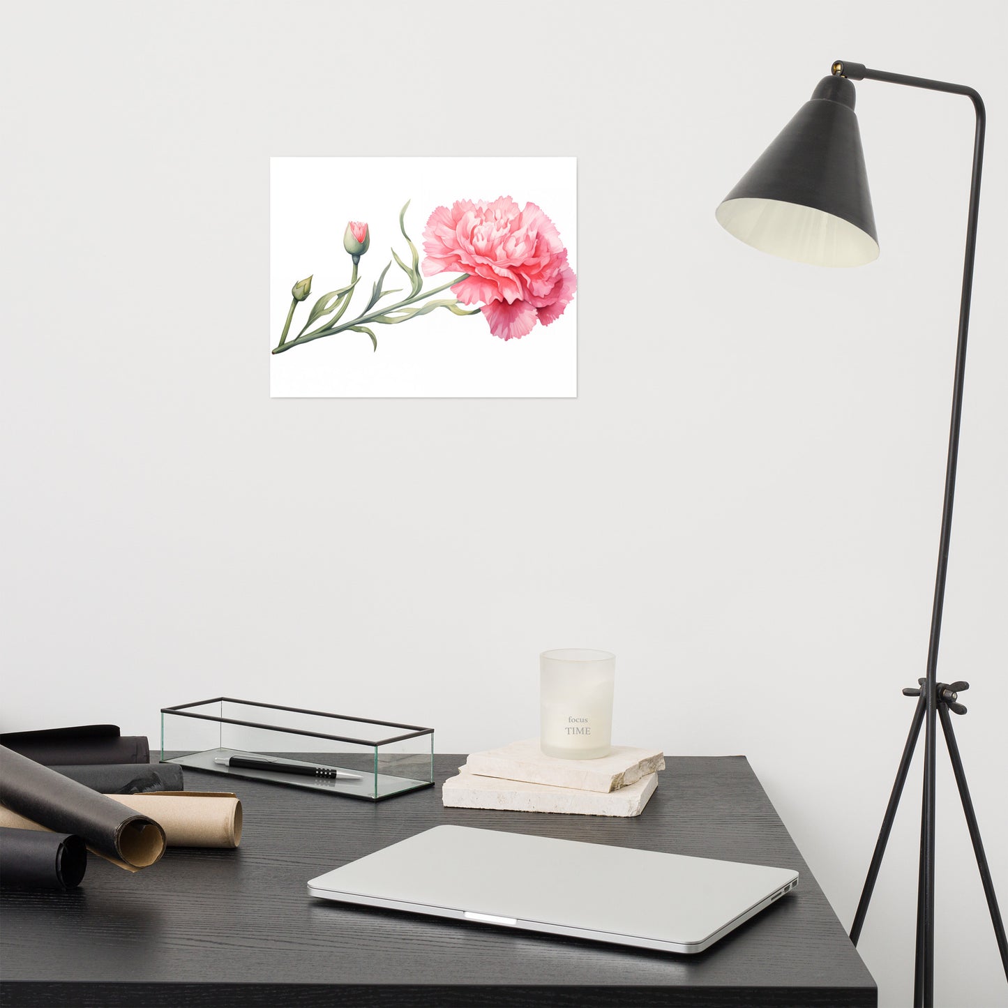 Watercolor Carnation Painting - Digital Artwork Loose Art Print