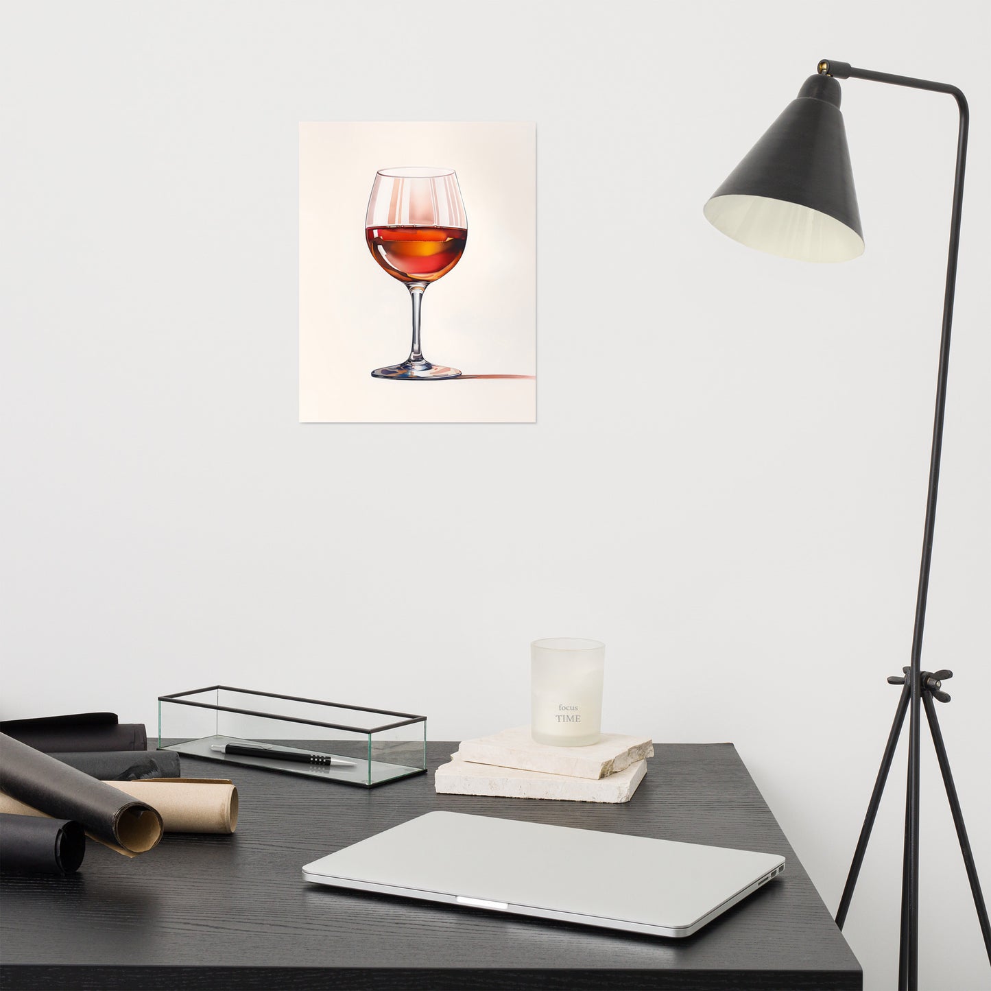 Wine Glass Minimal Watercolor Painting - Digital Artwork - Unframed Print