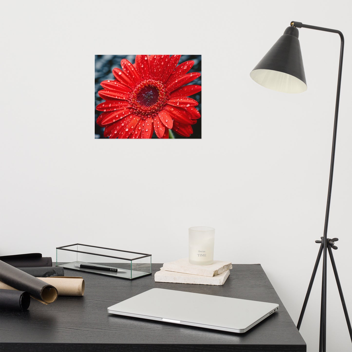 After the Rain Gerbera Daisy Realism Painting Digital Artwork Loose Art Print