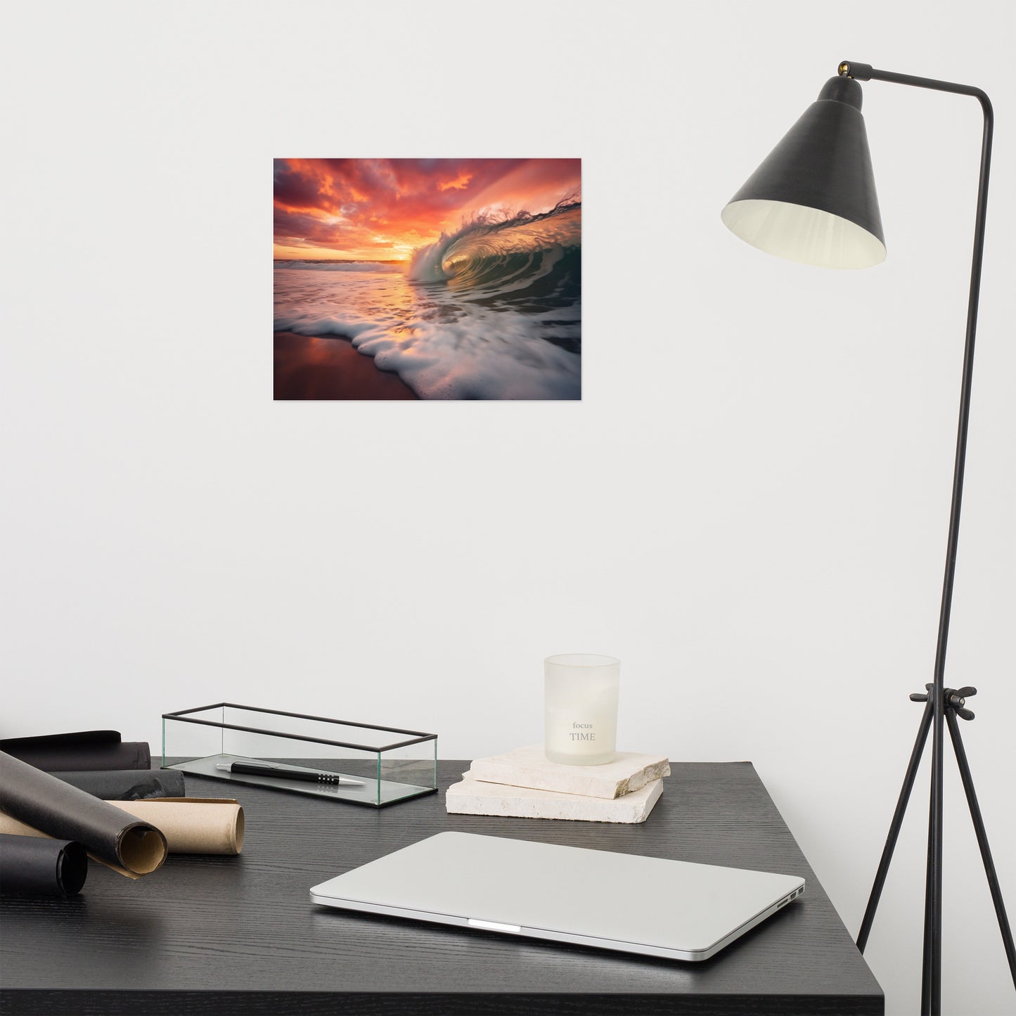 Golden Barrel Coastal Photorealistic Digital Painting Artwork Loose Art Print