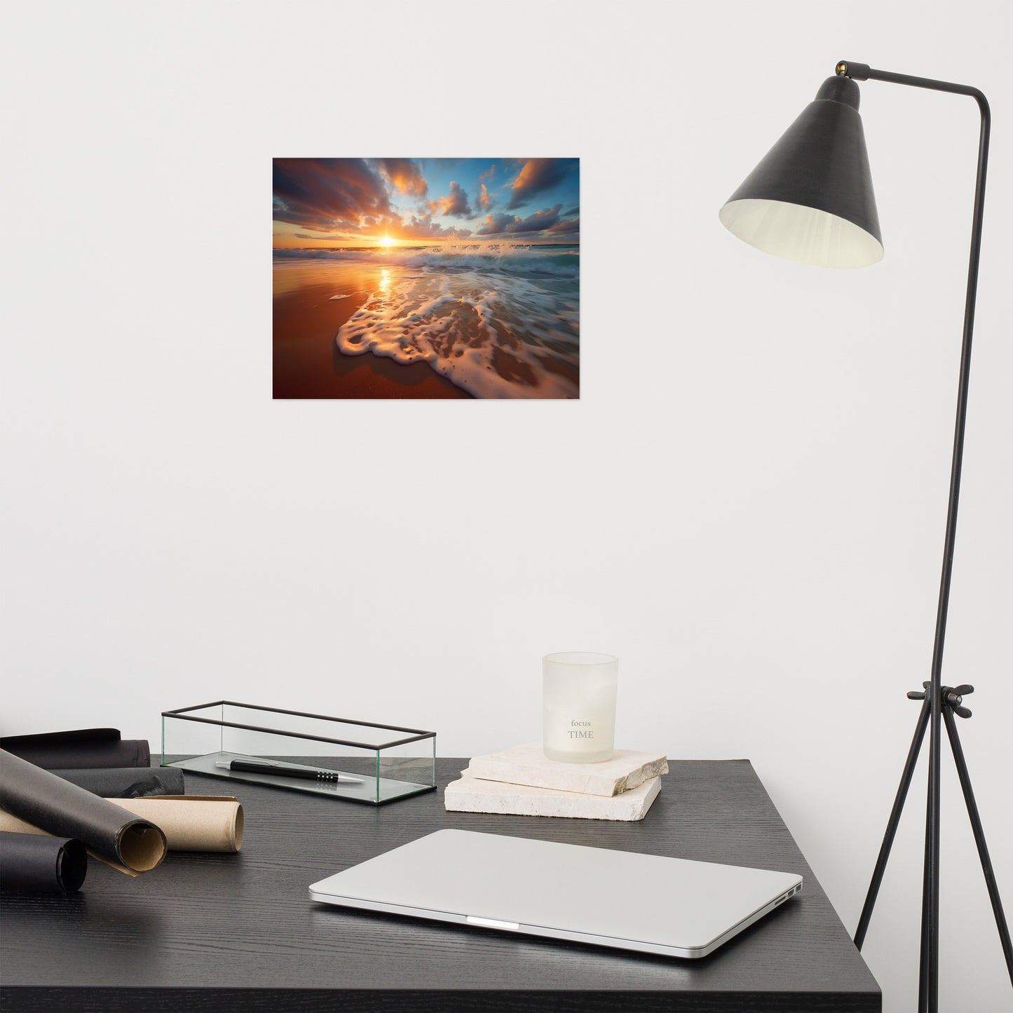 Ocean's Ember Realism Painting Digital Artwork Loose Art Print