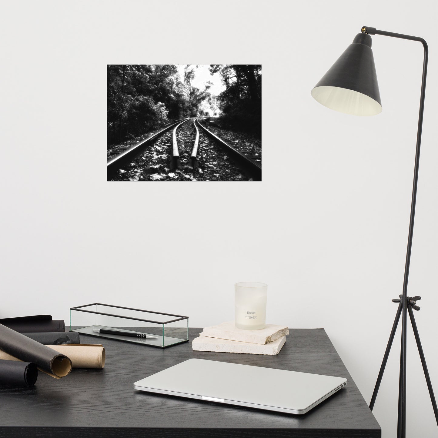 Lead Me Into The Light Black and White Rustic Industrial Farmhouse Style Landscape Photo Loose Wall Art Prints