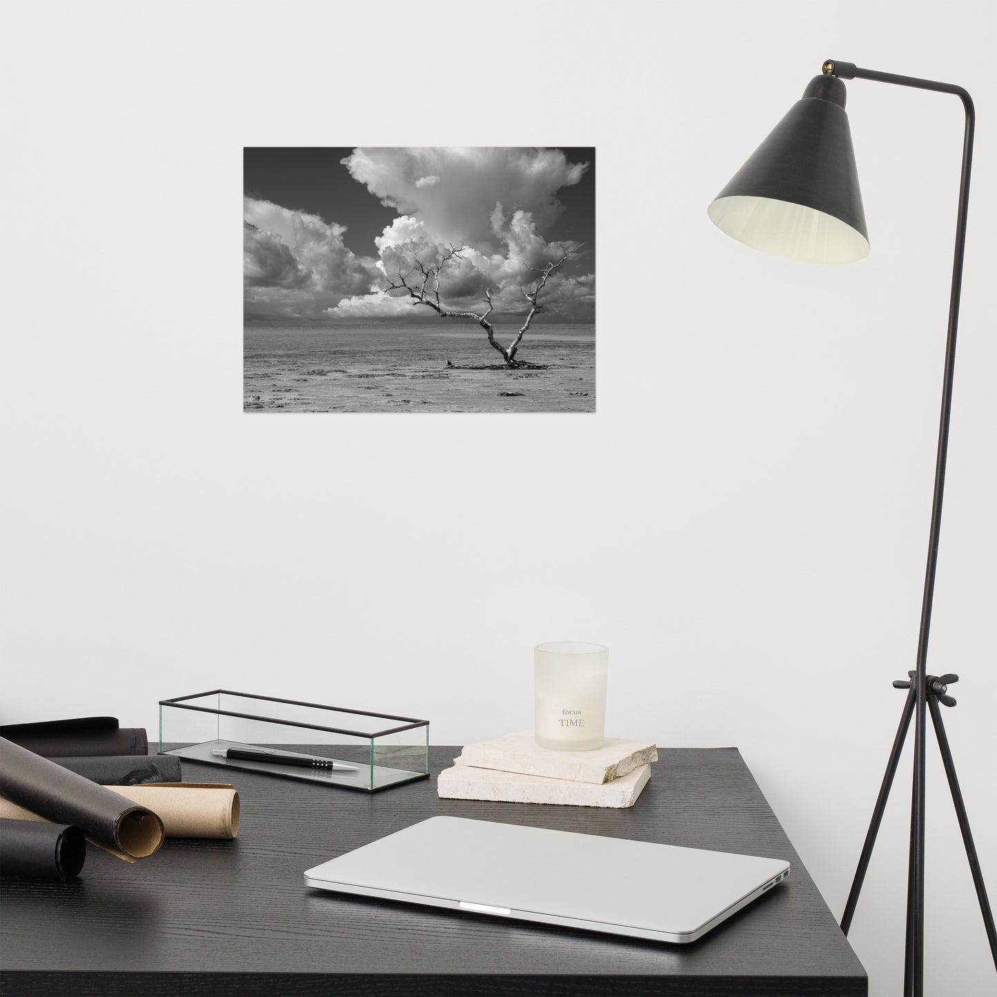 Wanderlust Black and White Coastal Landscape Photo Art Print