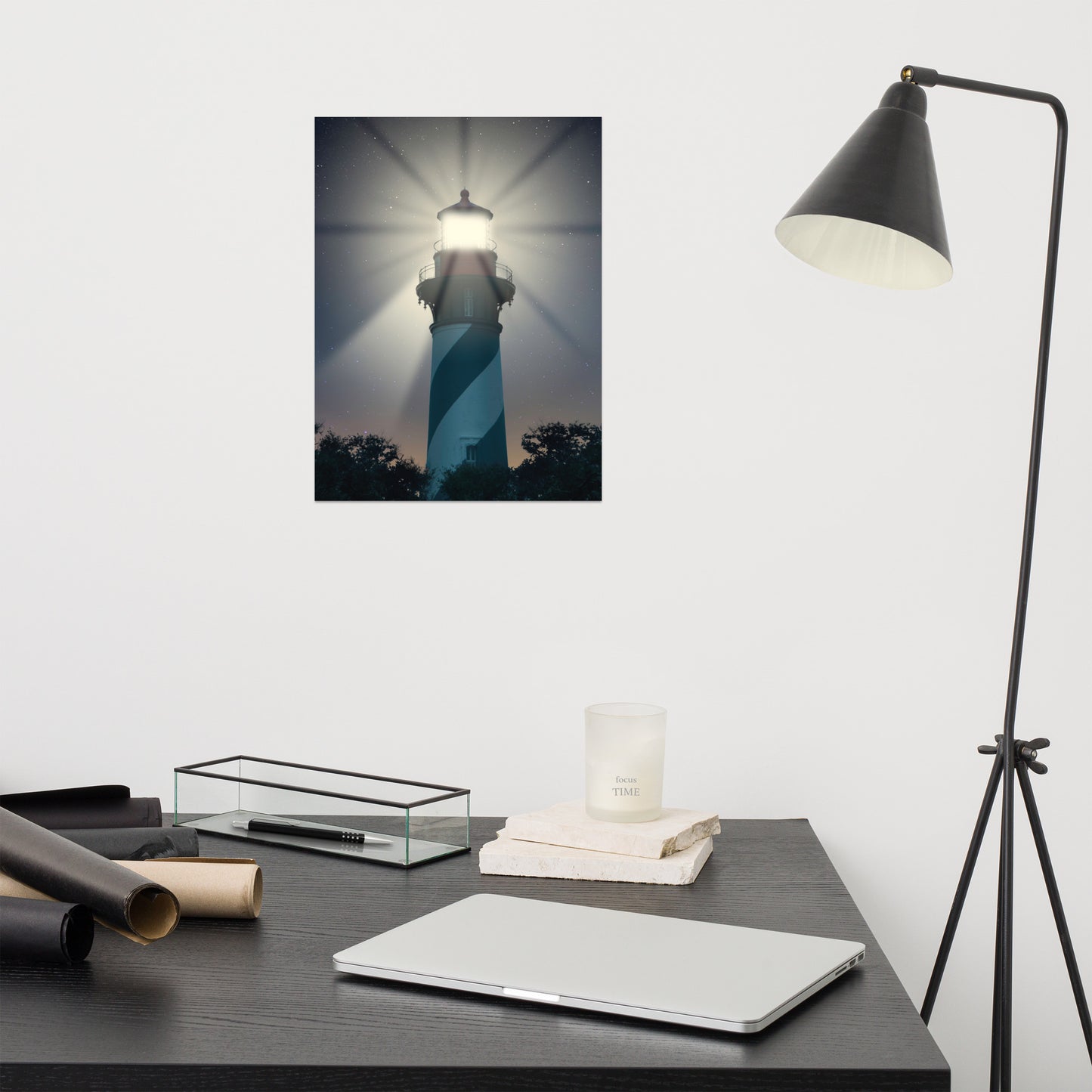 St. Augustine Lighthouse Night Light Architectural Photo Loose Wall Art Print