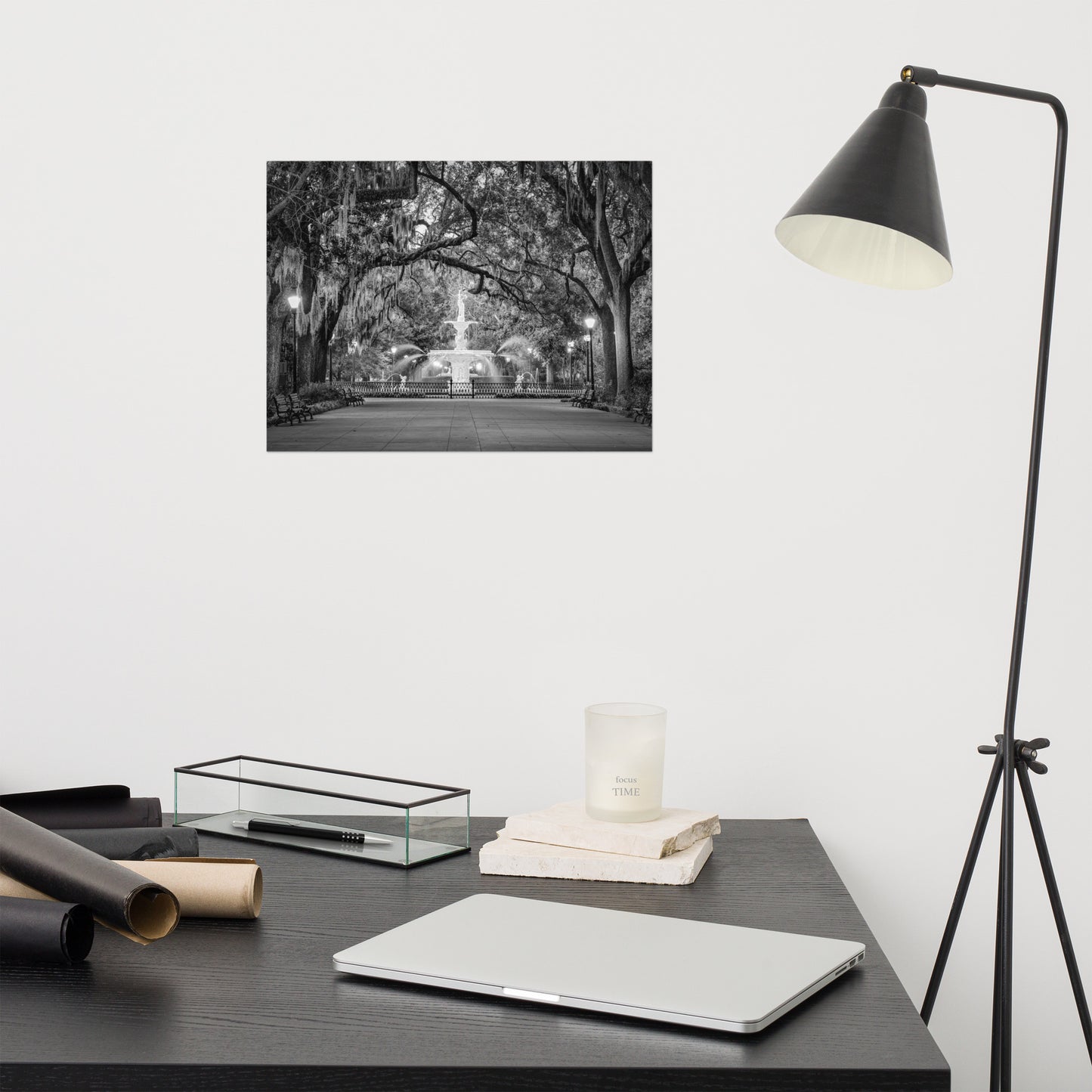 Fountain Forsyth Park Savannah Ga 4 Black and White Architectural Print Loose Wall Art Print