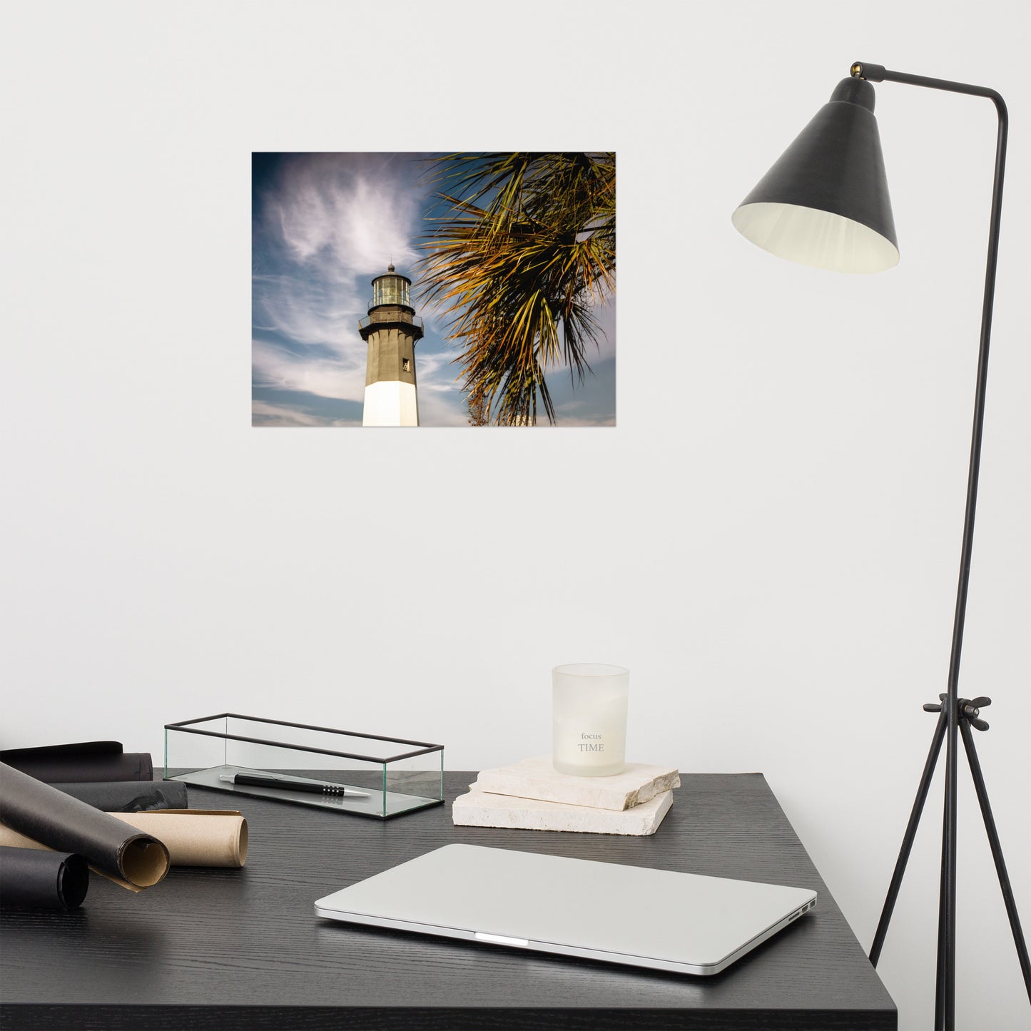 Tybee Island Lighthouse 2 Coastal Architectural Tropical Botanical Nature Photo Loose Wall Art Print